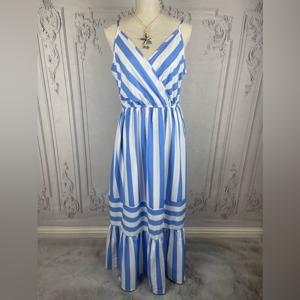 Summer Fun Striped Ruffle Hem Cami Maxi Dress - Picture 5 of 10